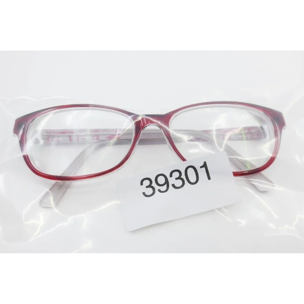 Modern Holiday Eyeglasses Red Oval Frames 54-17-140 Patterned Temples 39301